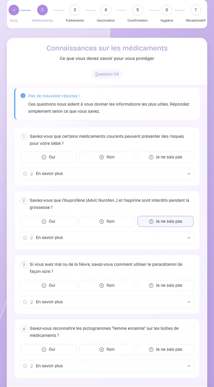 Questionnaire de l'entretien femme enceinte guidé par Prédilis